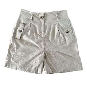 Calvin Klein Shorts Size 4 Linen Blend Beige High Waisted Button Closure